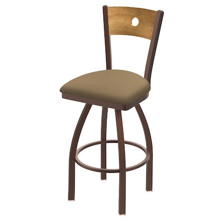 Holland Bar Stool Co 30" Swivel Counter Stool, Black Wrinkle, Med Back, Canter Sand Seat 83030BZMedMplB013